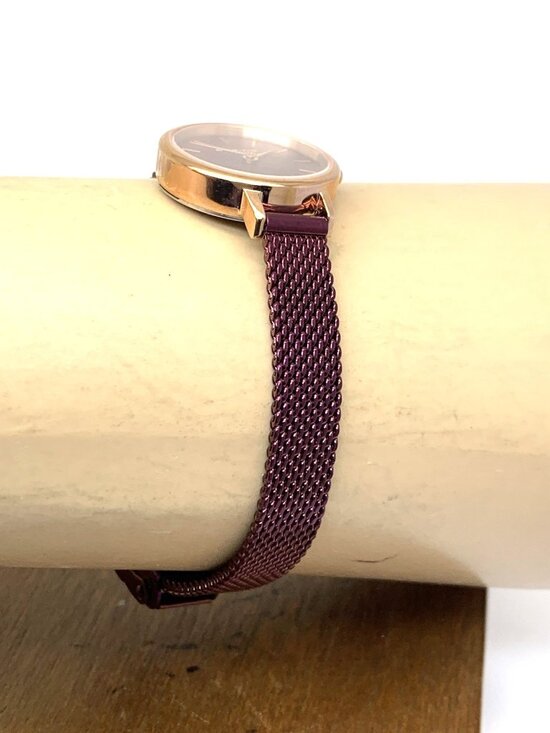 Bering Women\'s Watch 11022-969 Quartz Rose Gold Purple 22mm Mesh Steel Band